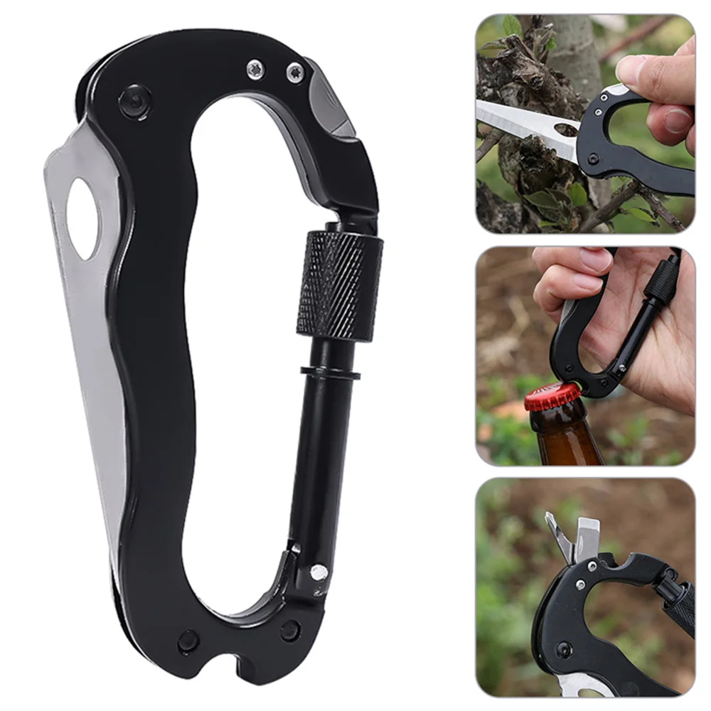 5-in-1 Multi-function Mountaineering Buckle Fast Hanging Buckle Cross Screwdriver Carabiner Bottle Opener Outdoor Safety Defensa