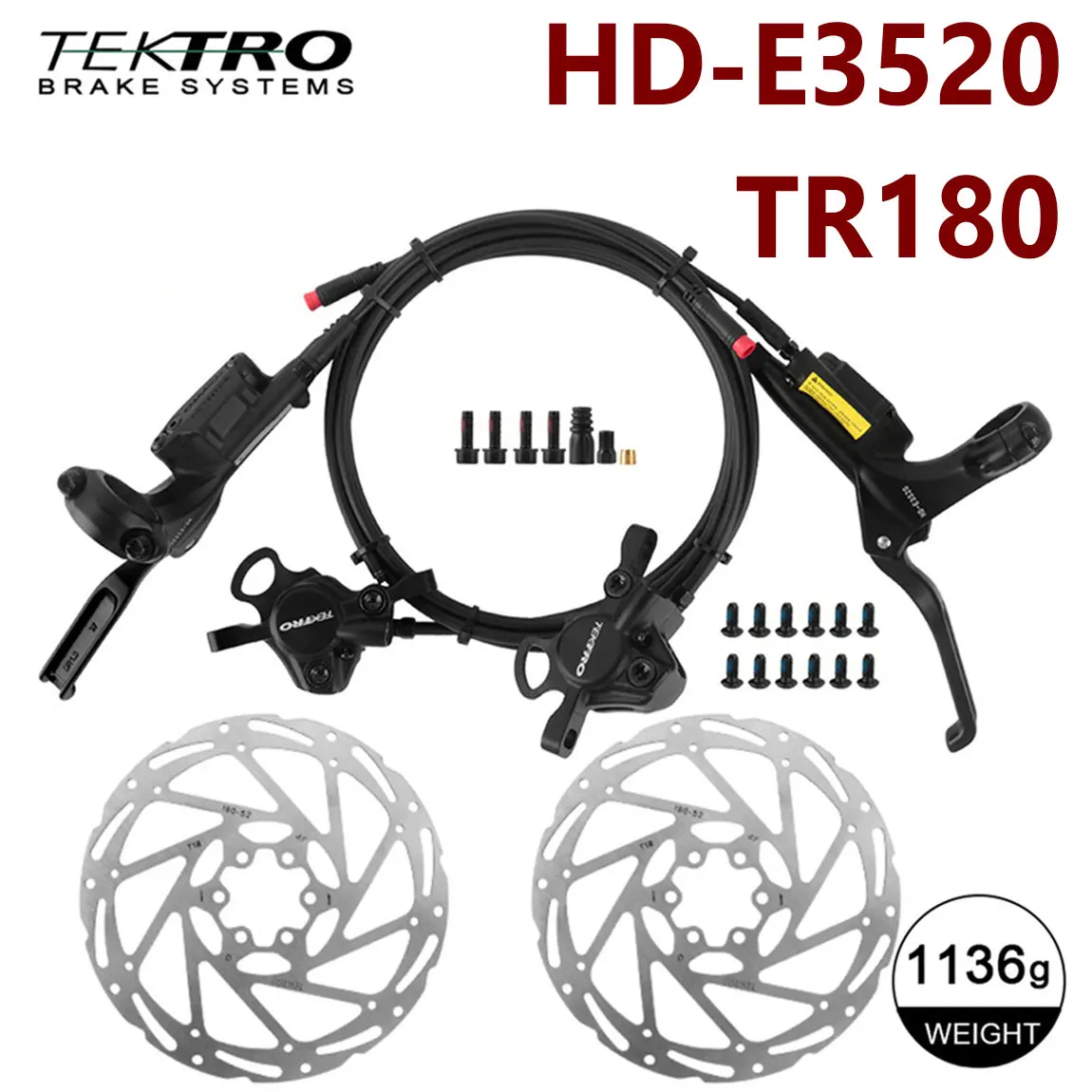 Tektro eBike Hydraulische Schijfrem HD-E350 E3520 2 Pins Mannelijke Elektrische Fiets Schijfrem 160mm 180mm 203mm Rotor MTB Rem Onderdelen