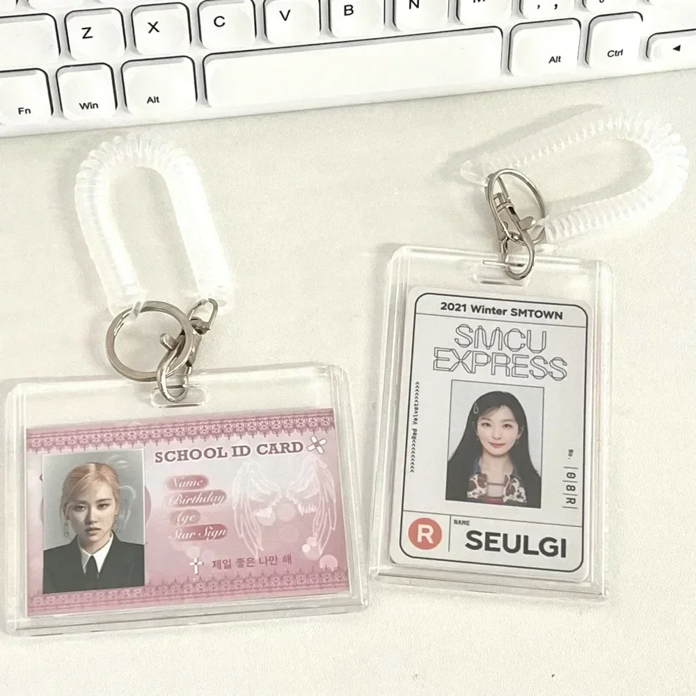 Acrylic Kpop Photo Card Holder Anti-lost Keychain 3 Inch INS Transparent Idol Photo Protective Case Cover Bus Cards Sleeves