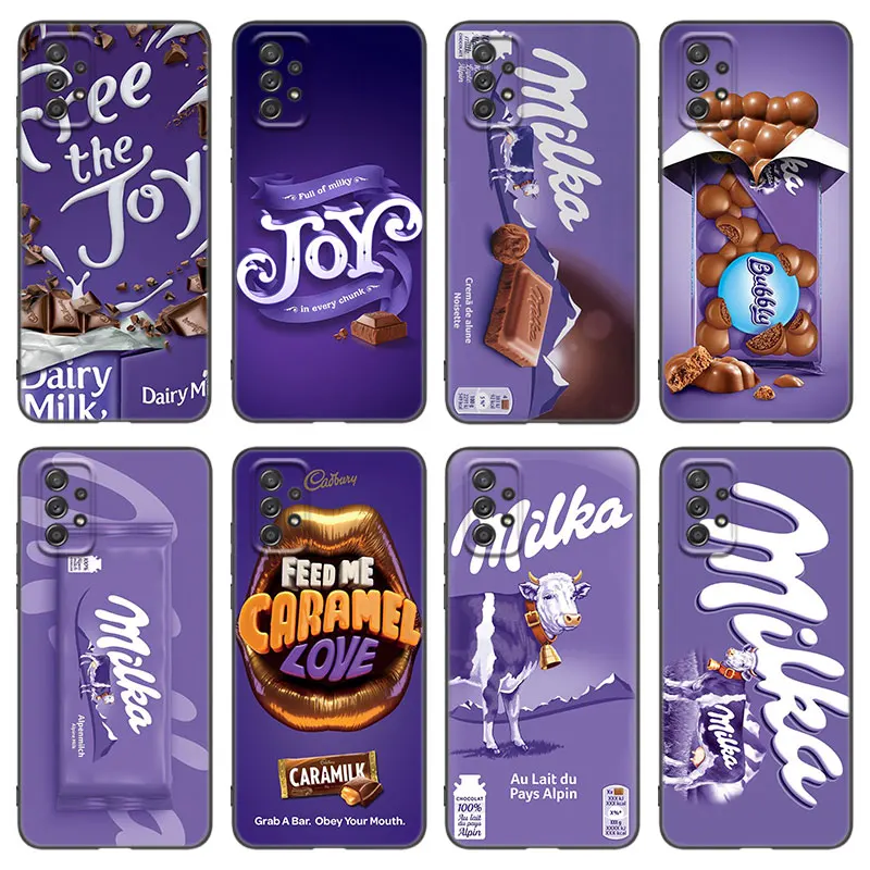 Chocolate Milka Phone Case For Samsung Galaxy A13 A22 A32 4G A53 A73 5G A21 A30 A50 A52 S A12 A23 A31 A33 A51 A70 A71 A72 Cover