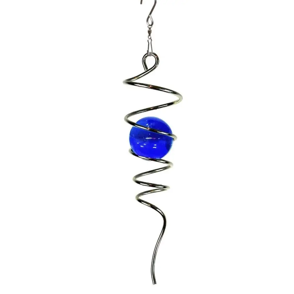 Pendants Crystal Glass Ball Spiral Tail Wind Spinner Hanging Decor Art Ornaments Rotating Spiral Tail Wind Chimes Home