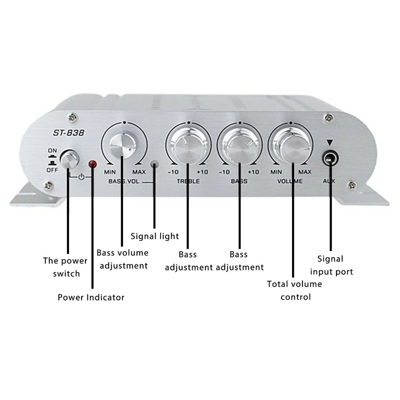 12V 400 Watt 2.1Channel Car Audio Stereo Amplifier Speaker Power Class A / B Amp