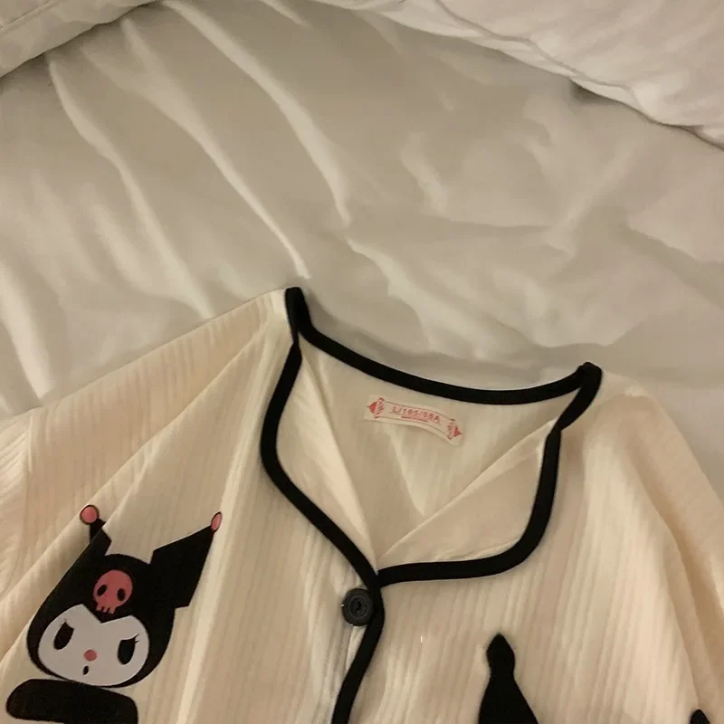 Sanrio Kuromi Pochacco-Conjunto de pijamas para mujer, ropa de dormir holgada de manga corta, pantalón corto, ropa de casa de dibujos animados, regalo