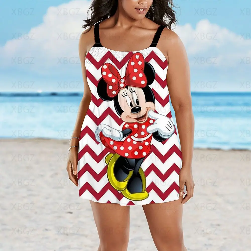 Plus Size Summer Outfits Chic and Elegant Woman Dress Minnie Mouse Dresses Women Sleeveless 2022 Disney Boho Sexy Beach Mickey