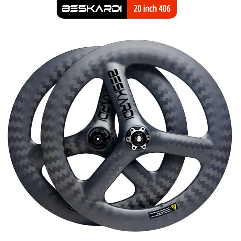 Składane części rowerowe 20 cali 406 Trispoke 11 prędkości koło węglowe łożysko ceramiczne 6 śrub hamulec tarczowy BESKARDI dla Birdy Bike Friday