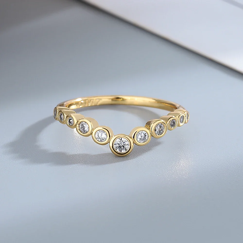 

Прозрачное кольцо с драгоценным камнем CZ, серебряные кольца, простой стиль, серебряные ручные ювелирные изделия, подарок для женщин, 18-каратное позолоченное, на день, юбилей