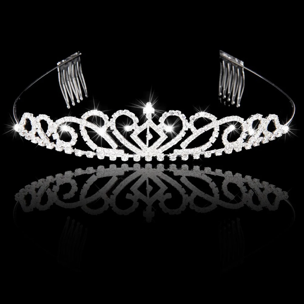 

Rhinestone Crown Silver Clips Wedding Barrettes Bridal Loop Hairband Bride Bridesmaid Alloy Adults 38Cm 15.8X2.7Cm
