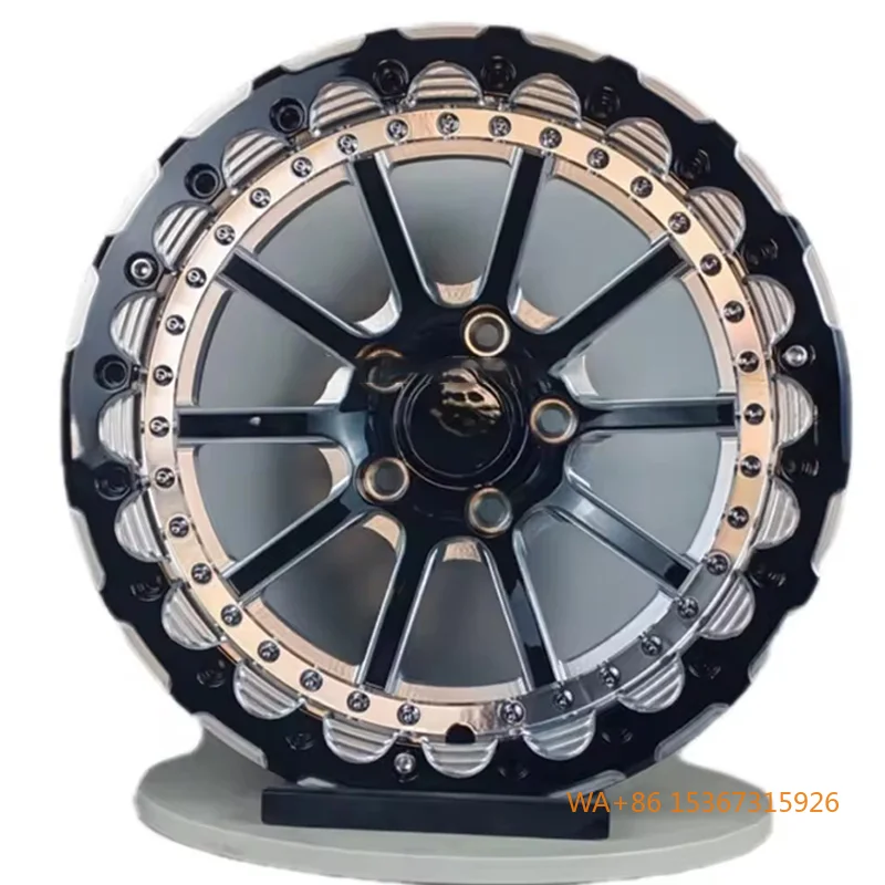 

Custom 2 Piece Gloss Black Milled Forged Beadlock Wheels 5x120 5x114.3 17x10 15x10 15x8 Drag Wheels 15 Inch