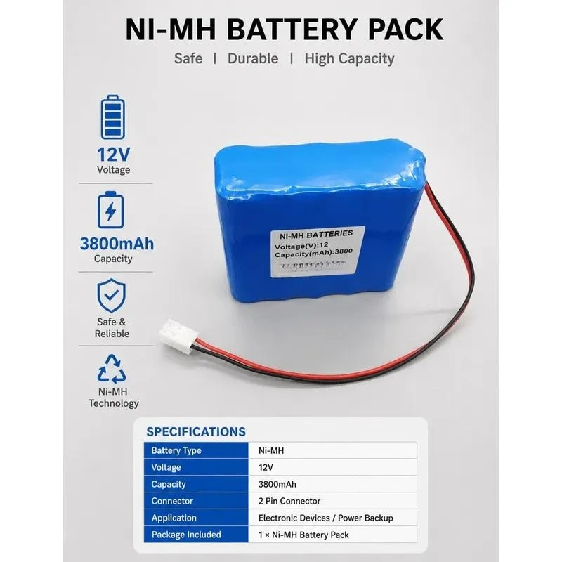 for Maibangda Telemetry CD-2000 ECG Monitor Rechargeable Battery NI-MH 3800mAh 12V Battery Pack