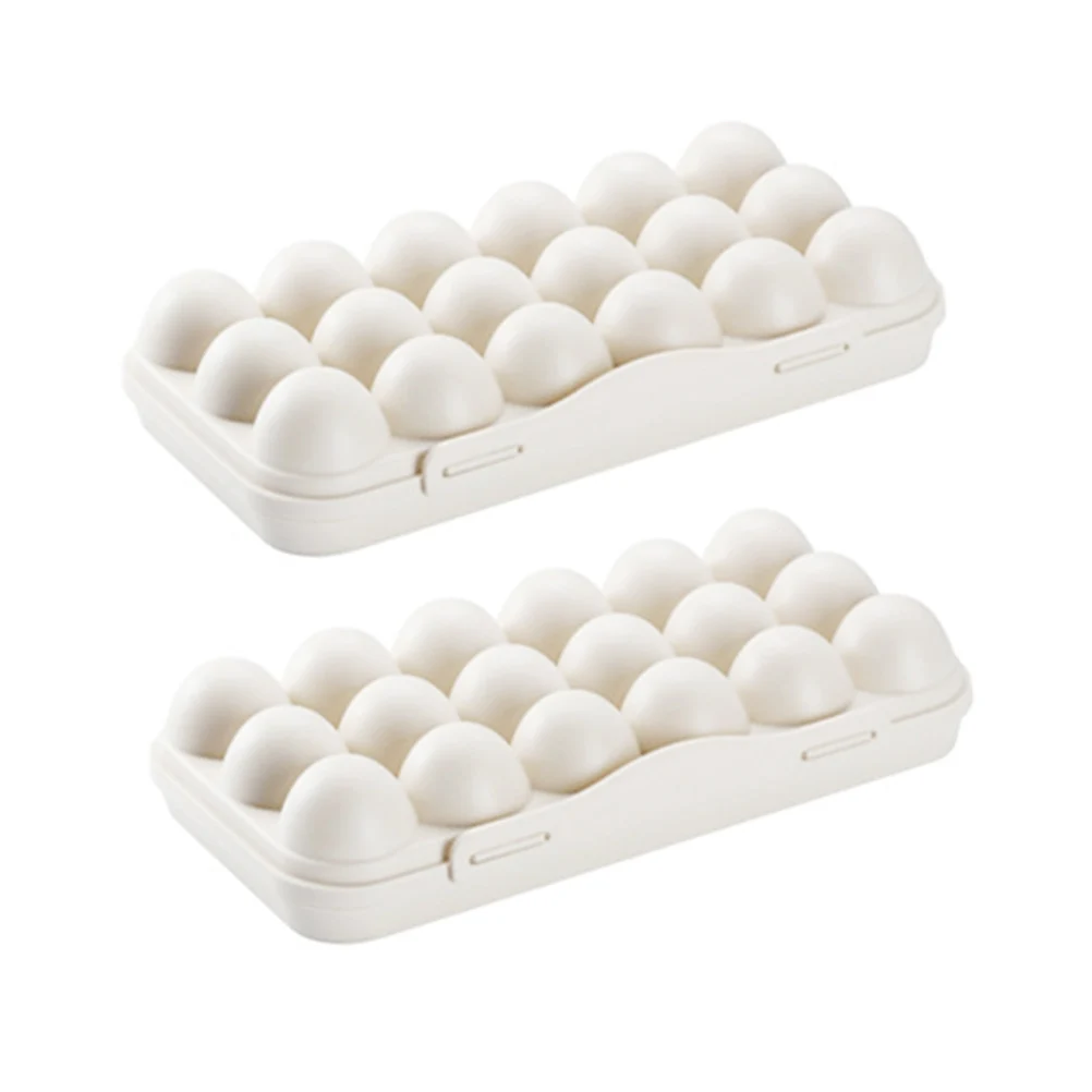 2pcs Plastic Egg Tray Holders 18 Grids Storage Container Fridge Safe Fresh Eggs Refrigerator Practical Trays Boxes Kitchen
