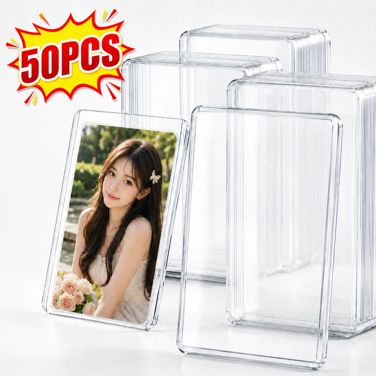 1/25/50Pcs Transparent Korean Kpop Card Sleeve with Protective Film Clear Card Holder Idol Photo Game Card Cover 35PT