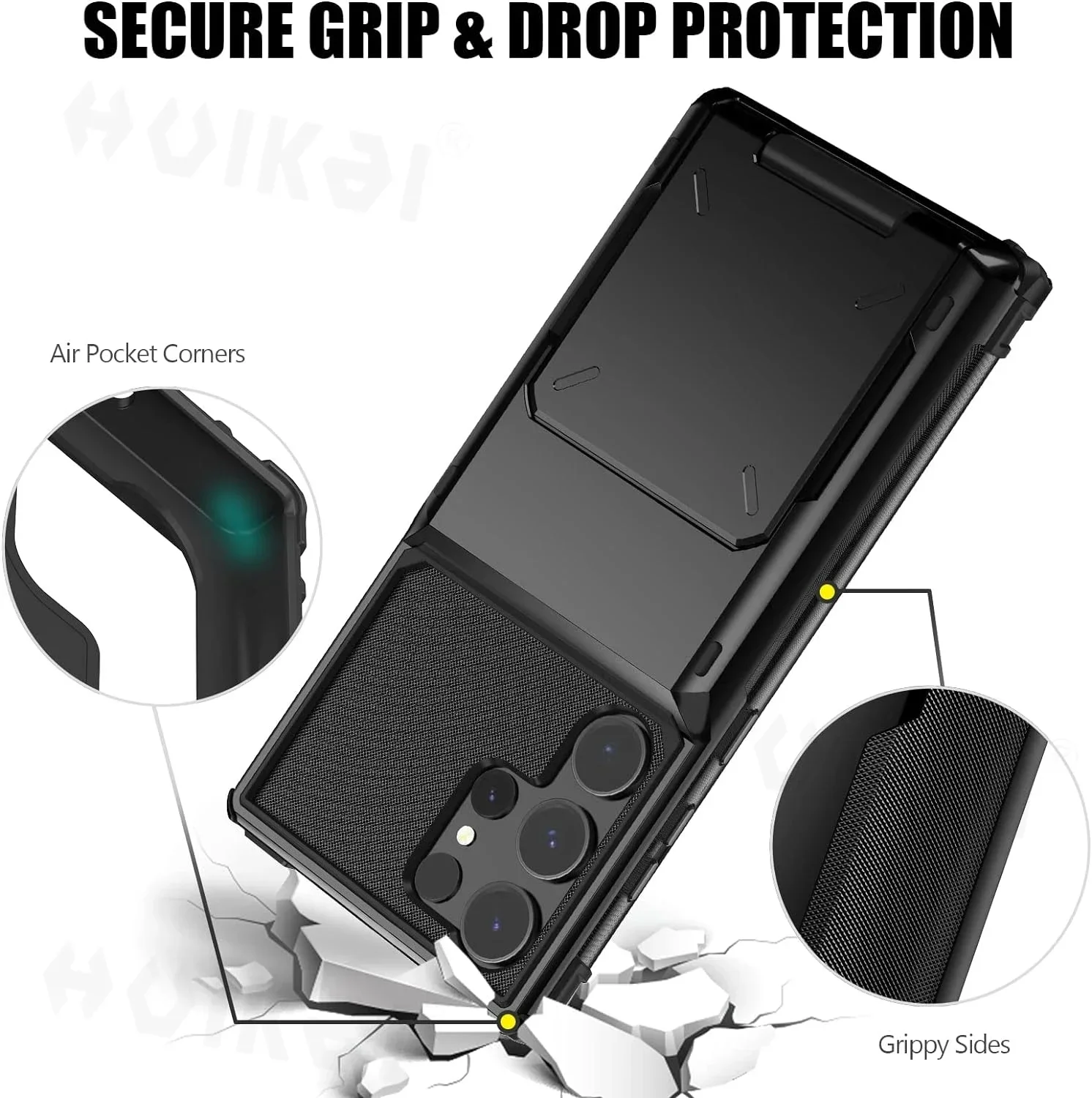 Card Holder Case For Samsung Galaxy S25 Ultra S24 S23 S22 Note 20 10 S10 Plus Heavy Duty Wallet Hidden Flip Slot Protective Cove