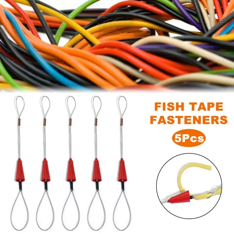 5 Pcs Electrician Push Pullers Duct Red Wire Traction Fish Tape Fastener Tool For Securely Attach Wire and Fish Tape