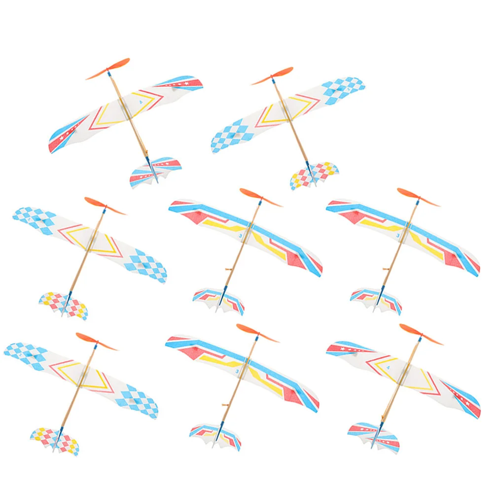 

8 Pcs Rubber Band Plane Kids Biplane Toys Foam Aircraft Model Throwing Airplane Outdoor Flying Glider DIY Elasticity Child