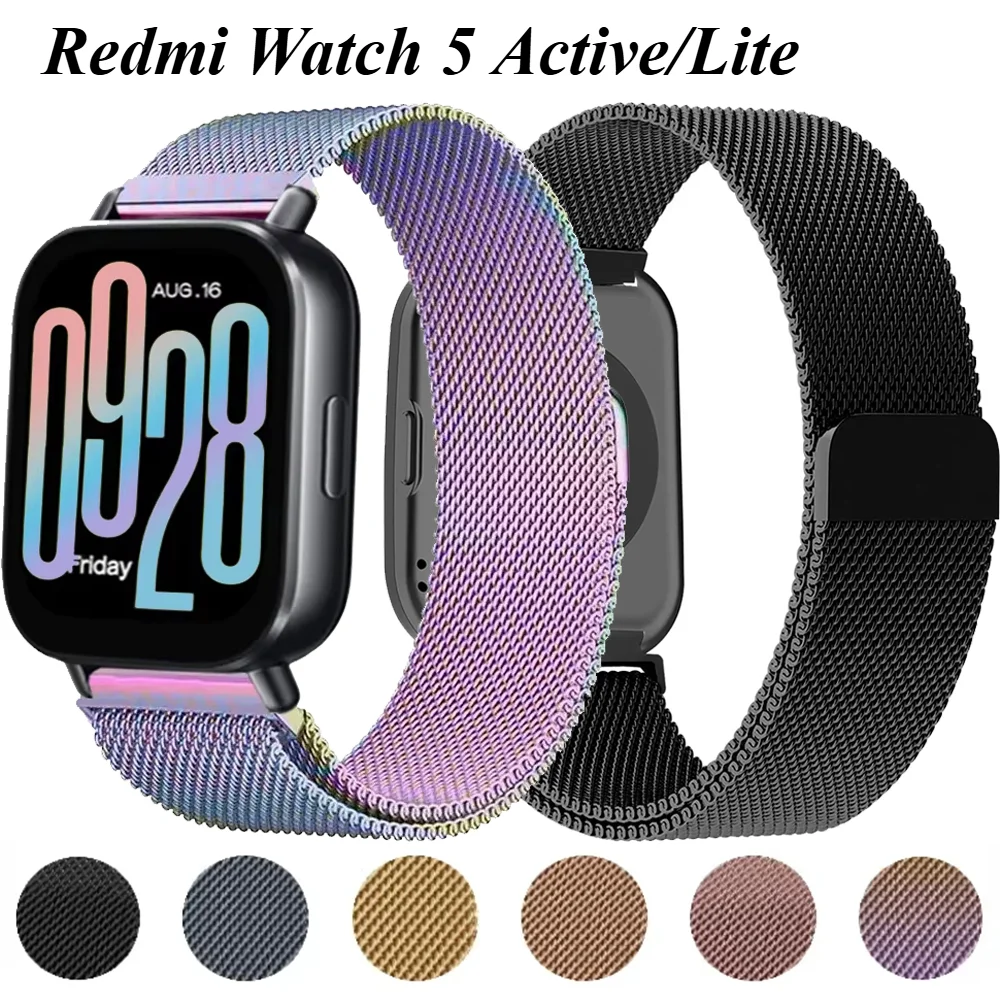 22 mm 20 mm Milanaise-Armband für Redmi Watch 5 Active, magnetisches Edelstahl-Metallschlaufenarmband für Redmi Watch 5 Lite-Armband