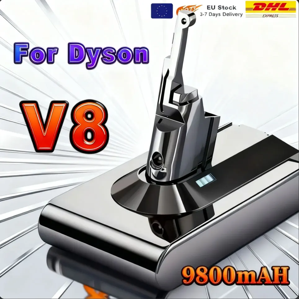 9800mAh 21,6V Akku für Dyson V8 Akku für Dyson V8 Absolute/Fluffy/Animal Li-Ion Staubsauger wiederaufladbarer Akku 18650