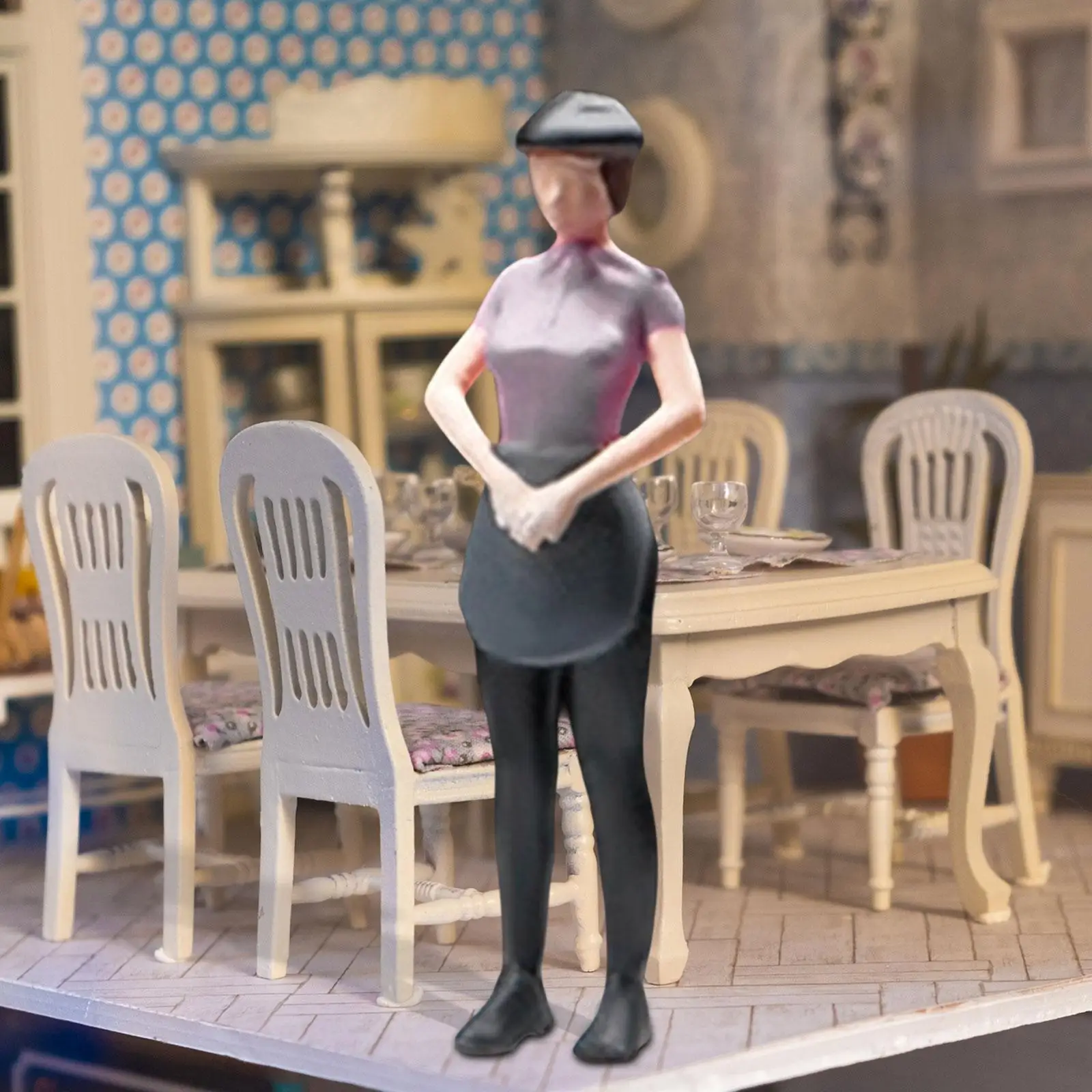 1/64 Model Waitress Figures Sand Table Ornament Miniature Collection People Figurines for Scenery Landscape Dollhouse Layout