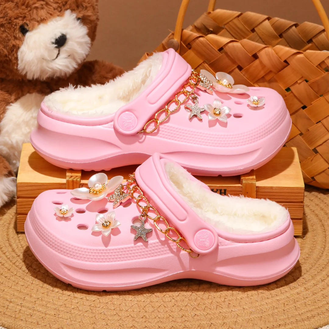 Kinder-Clogs und -Mules mit Fellfutter, leichte Garten-Schuhe mit Baumwollfutter, warme Hausschuhe für Jungen, Mädchen und Kleinkinder, 168. – Detail 12