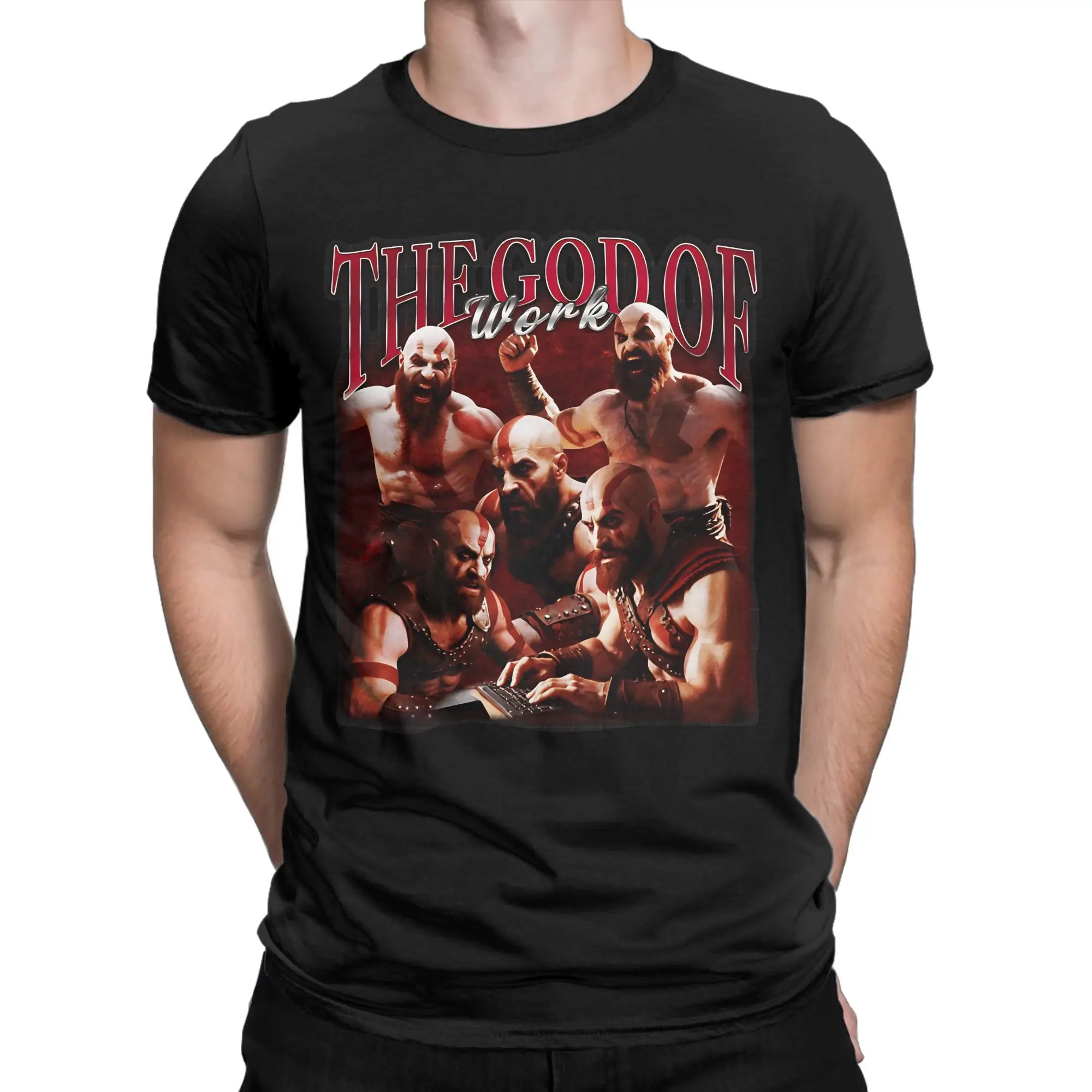 The God Of Work Bootleg Parody Novelty 100% Cotton T-Shirt God Of War Tees Tops For Men