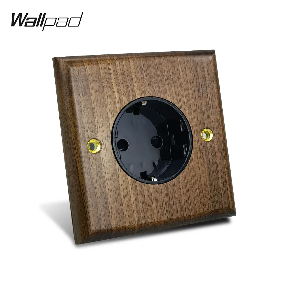 Wallpad Solid Wood Plate 1/2/3/4 Gang Brass Toggle Wall Switch, UK EU Wall Socket with USB Charge, Surface Mounting Box Hot Sale