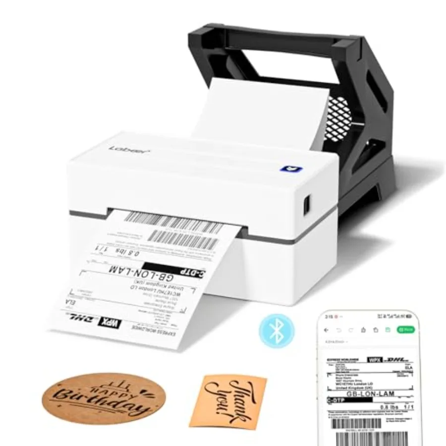 

Label Printer with Holder, 4x6 Wireless Bluetooth Thermal Shipping Label Printer for Small Business, Compatible with iPhone, An