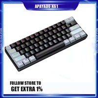 APAYADO K61 60% Portable Mini Mechanical Keyboard 61 Keys RGB Wired TypeC Red Blue Switch Black White Gaming PCLaptop Ergonomics