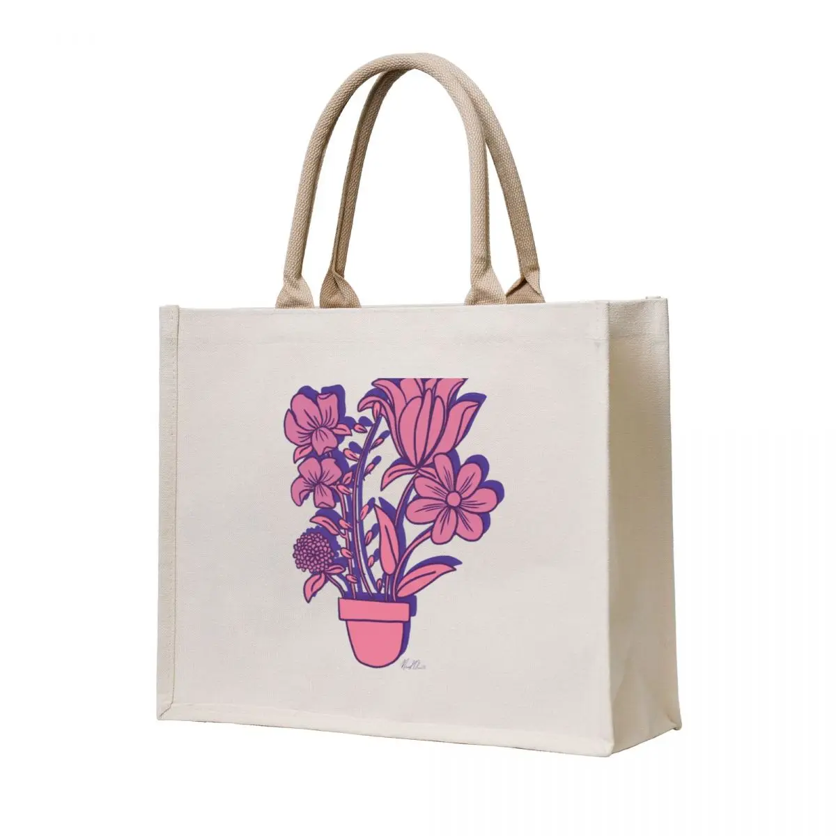 

Happy Flowers Cotton Tote Bag large tote bag Eco bag tote men's canvas bags