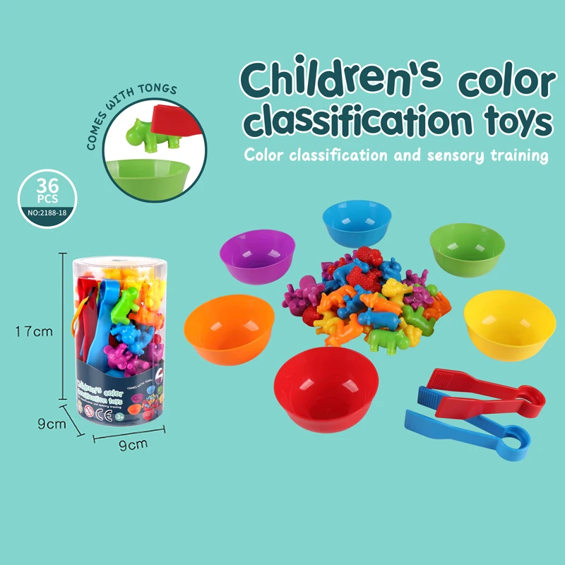 Gioco di abbinamento arcobaleno per bambini Cognizione animale Arcobaleno Colore Ordinamento Allenamento motorio fine Montessori Educazione sensoriale Puzzle Giocattolo regalo