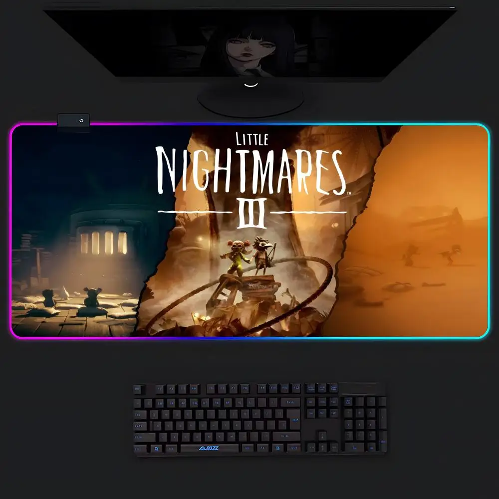 リトルナイトメアーズ-iii-マウスパッドゲーマー発光-led-マウスパッドゲーミングテーブル-rgb-デスクマットキーボード-pc-マウスパッド