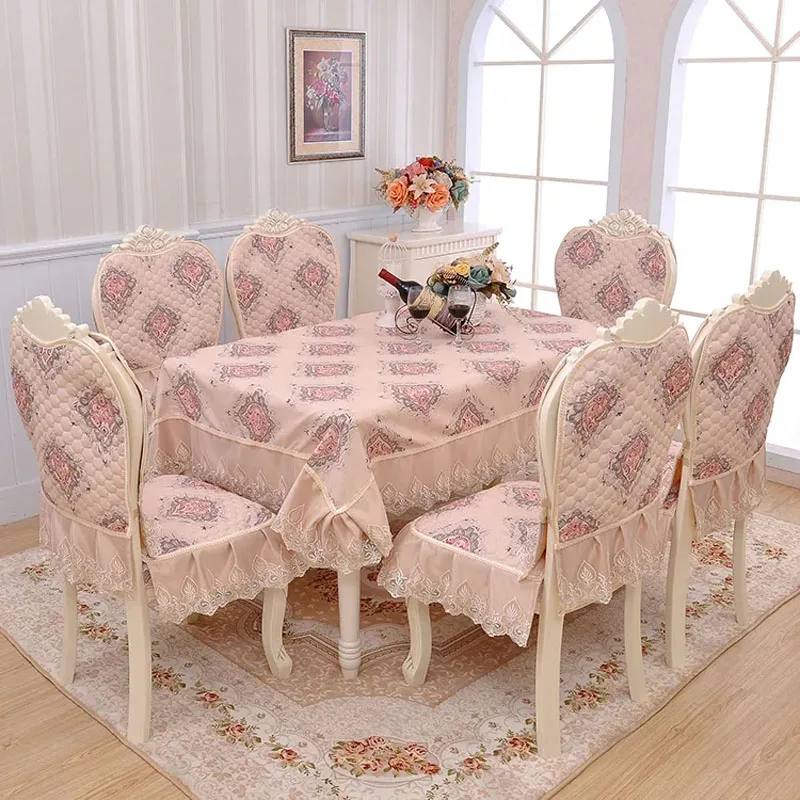 Four Seasons Universal Tablecloth Chair Cover Set Home Dining Room Decorative Tablecloth Chair Seat Cushion Chair Back Cover