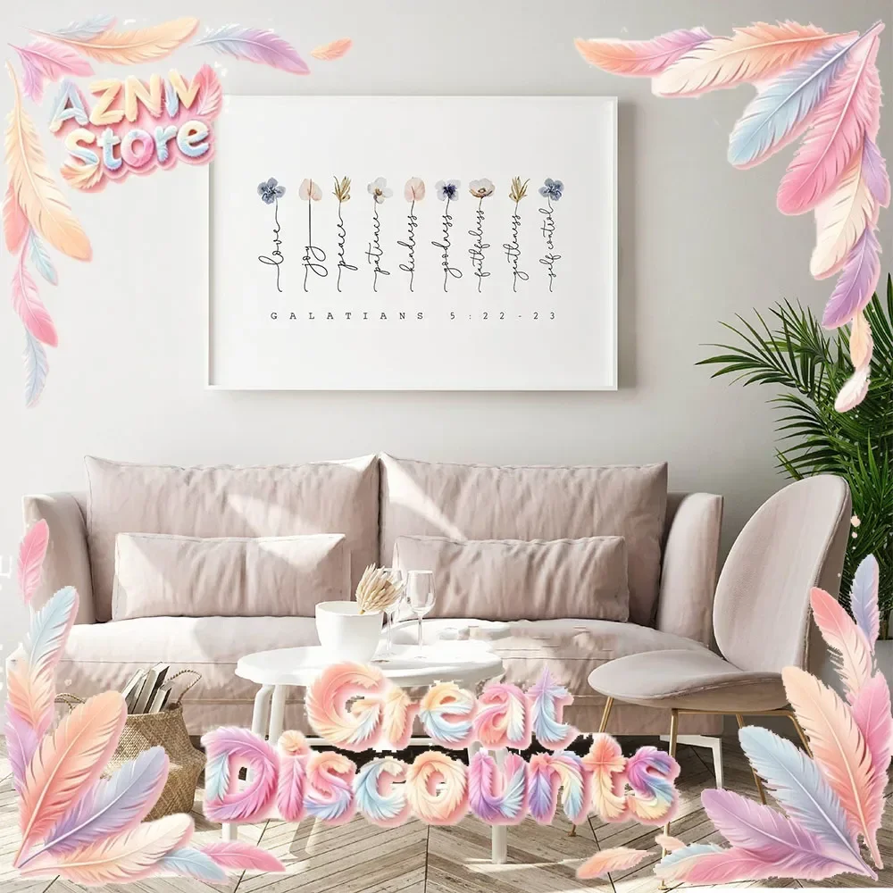 2026 Galatians Fruit of the Spirit Bible Verse Quote Modern Wall Art Canvas Painting Galatians Poster Print Home Room Deco