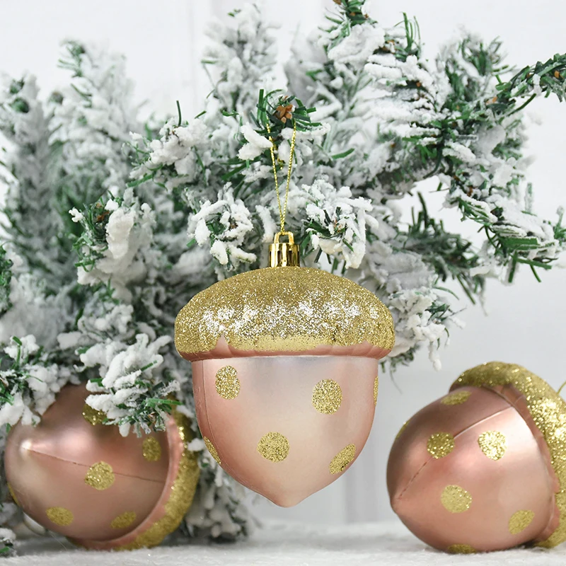 10cm Gold Artificial Pine Chritmas Ornaments 2Pcs Christmas Tree Pine Ball New Year Wreath Decor