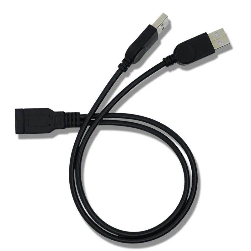 Cable adaptador de ordenador de 30cm Y 25cm, Cable USB 3,0 2,0 hembra a USB Dual macho, datos de potencia Extra Y un punto, dos cables de extensión