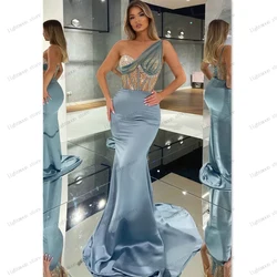 Elegant Evening Dresses Simple Prom Dress One Shoulder Satin Ball Gowns Lace Appliques Floor Length Robes Vestidos De Gala 2024