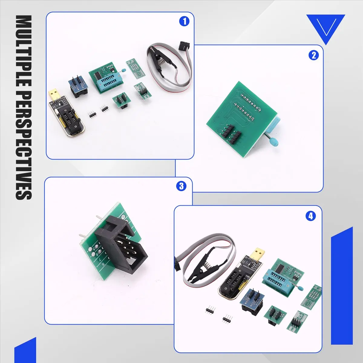 NewABNR CH341A BIOS USB Programmer SOP8 DIP8 1.8V Conversion Socket 8-Pin Test Clip Set for IPhone or Motherboard