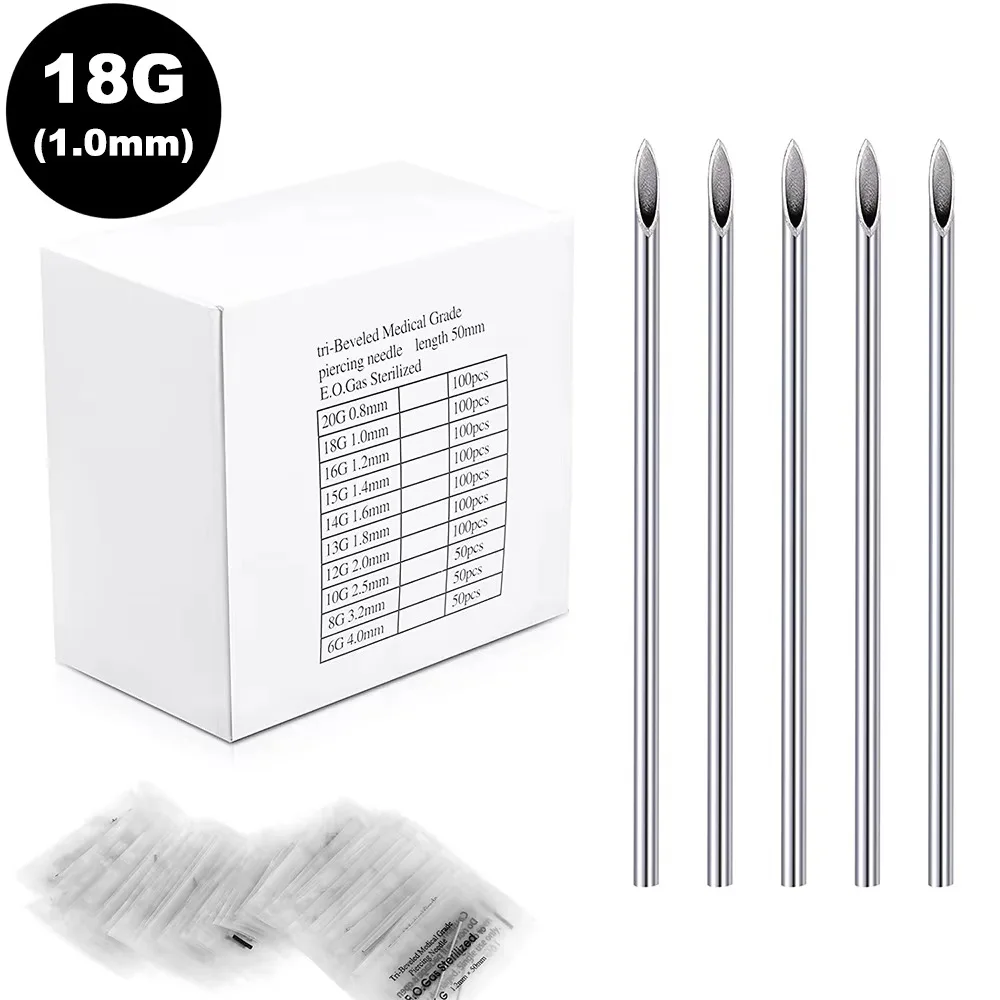 Piercing Nadel 12G 14G 16G 18G 20G Chirurgische Sterile Einweg Punktion Nadeln Für Ohr Nase Nabel Nippel Lippen Piercing Werkzeug