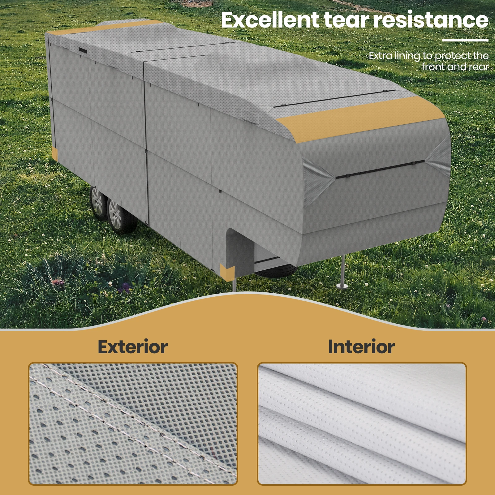 RV UV Protection Travel Trailer Cover Waterproof Easy Setup Nonwoven RV Cover