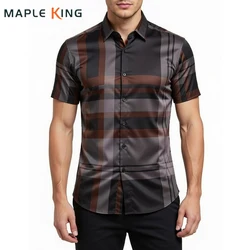 Summer Business Social Chemise Homme Casual Party Short Sleeve Striped Shirt Men Dress Luxury Button Up Fashion Mens Clothes