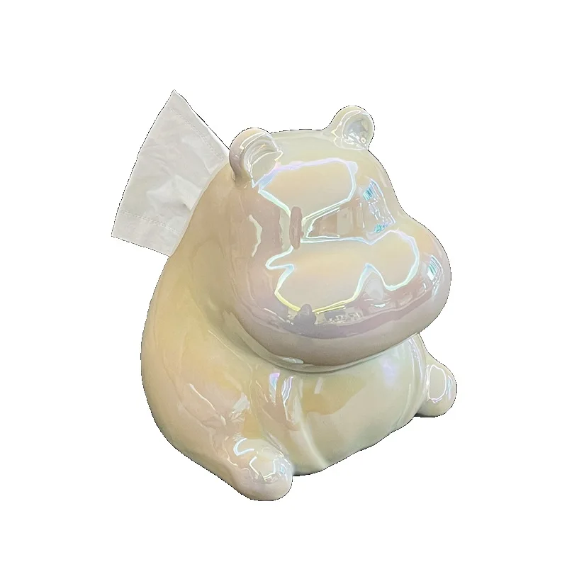 Ceramic Tissue Box Decoration Modern Living Room Coffee Table Simple Creative Cute Hippo