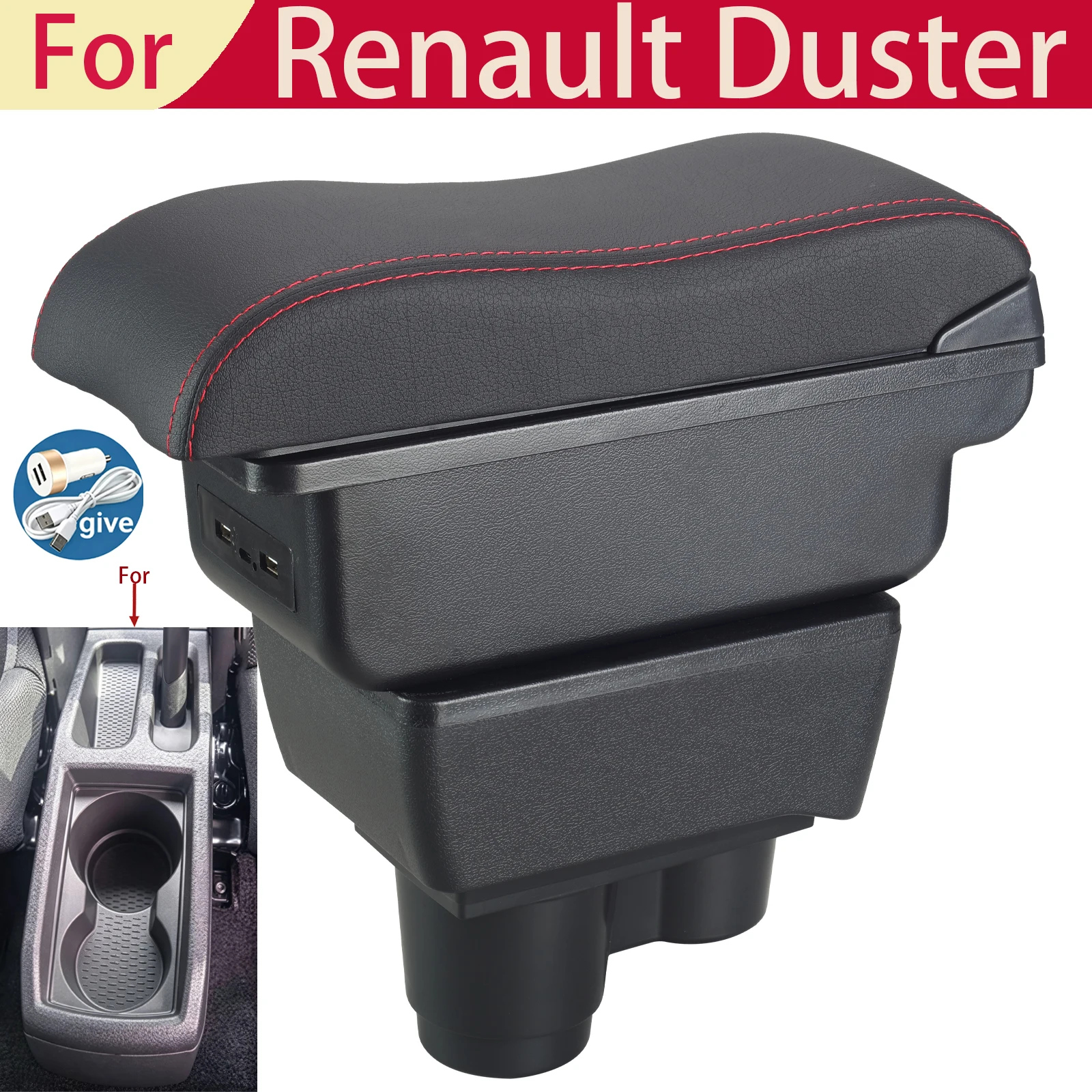 For Renault Duster Armrest Box for Dacia Duster Car Armrest 2019-2024 Retrofit Parts Storage Box Bracing Heighten Car Accessorie