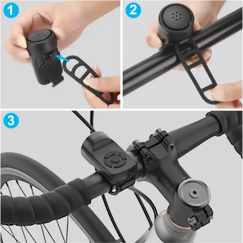 Timbre eléctrico para bicicleta, bocina de carga USB para bicicleta de montaña, anillo de seguridad de advertencia, timbre impermeable, accesorios para ciclismo