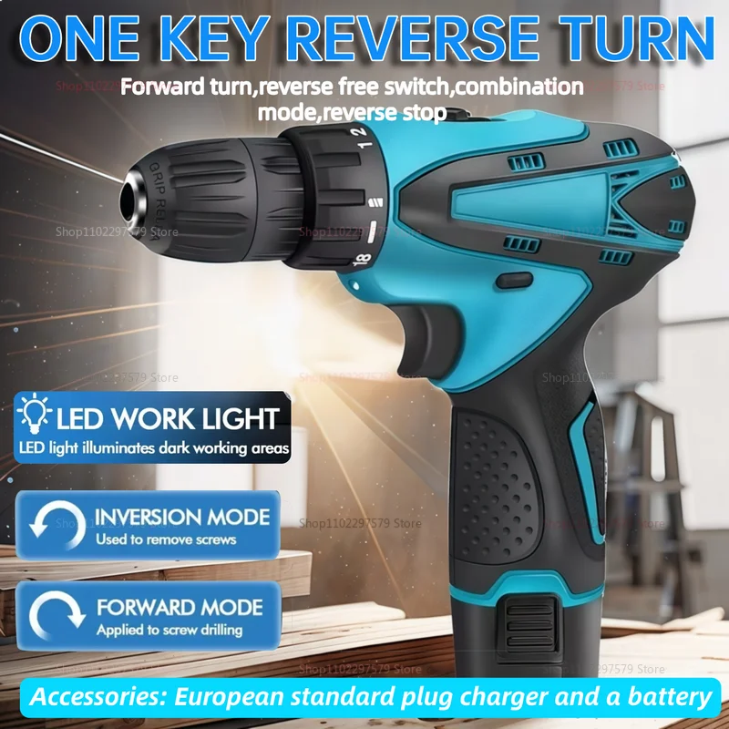 

Набор аккумуляторной ударной дрели 12 В, электрическая отвертка, беспроводной электроинструмент с крутящим моментом 32N для автомобильного мастера, домашнего использования своими руками