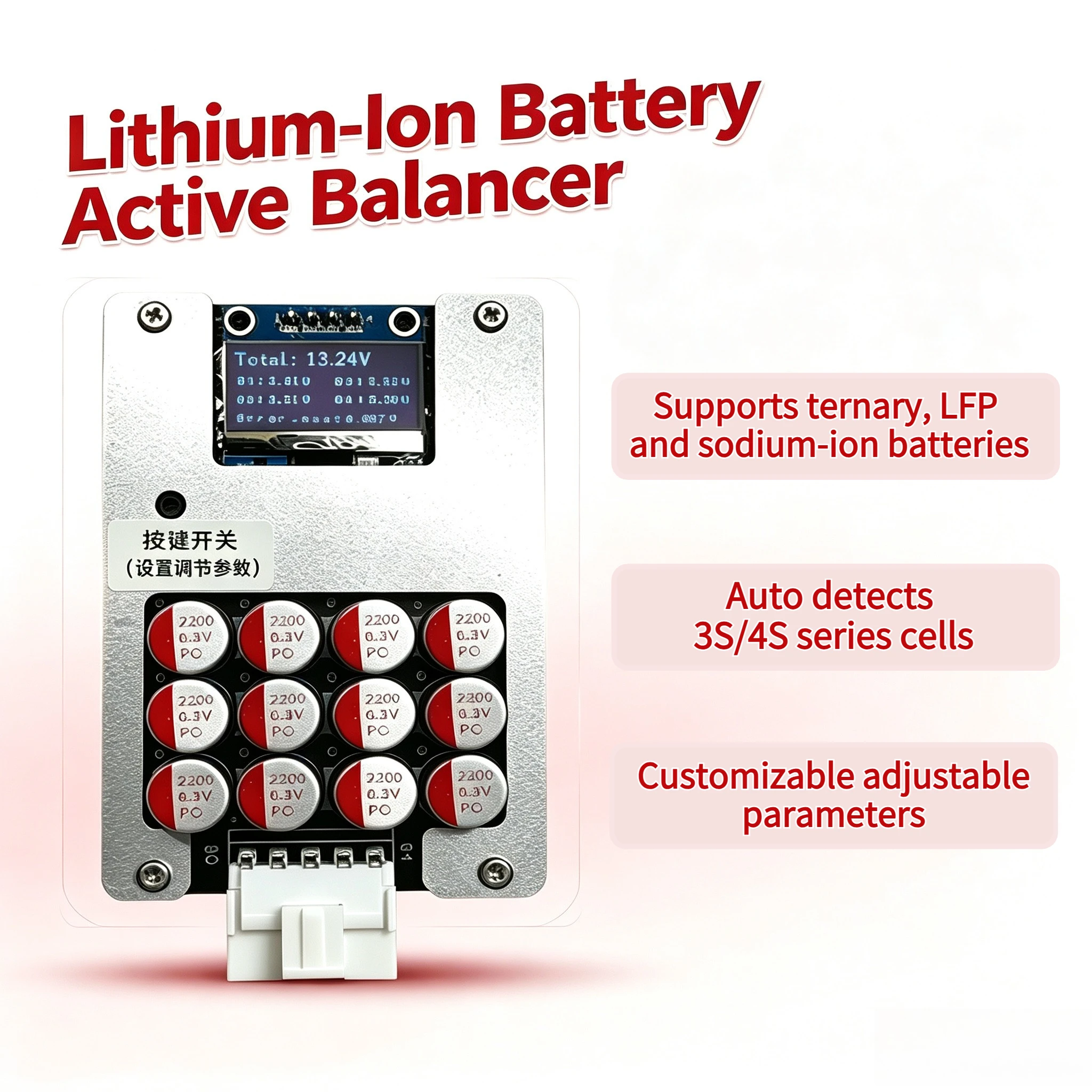 Active Balancer 5A 3S 4S 12V Li-ion/Lifepo4 Equipped with OLED Screen Battery Capacitor Balancer