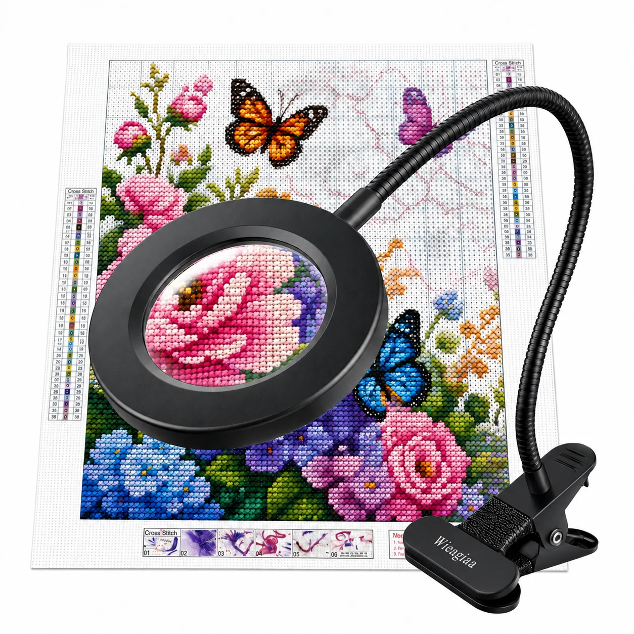 Clamp Type Magnifying Glass With Light 3 Adjustable Brightness Modes Flexible Gooseneck Hands Free Design For Fine Handwork Repair Creation