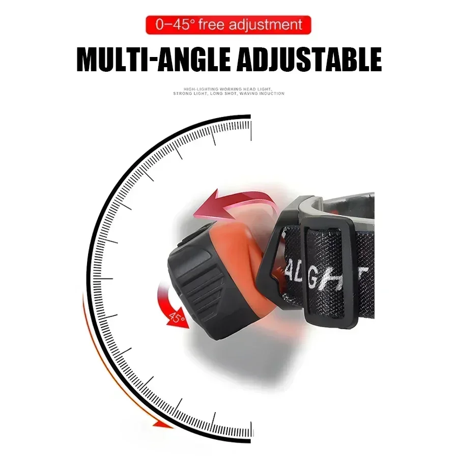 Lampe frontale LED Rechargeable par USB, Portable, avec batterie intégrée, 6 Modes d'éclairage, torche frontale de pêche, lanterne de Camping en plein air