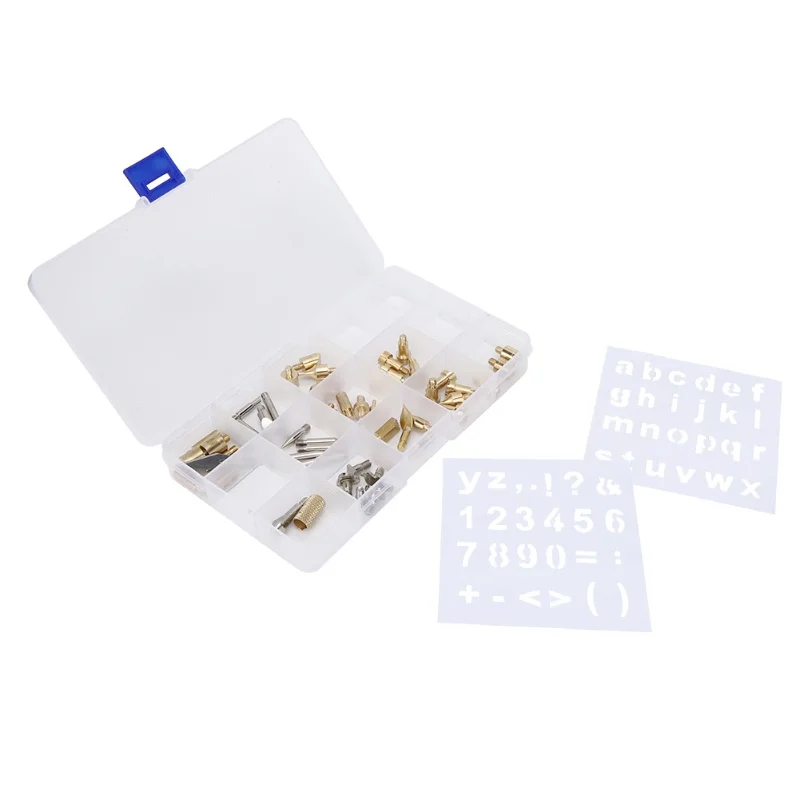 57PCs Pyrography Pen Tip Set Copper Welding Accessory Fastener Hardware For Engraving