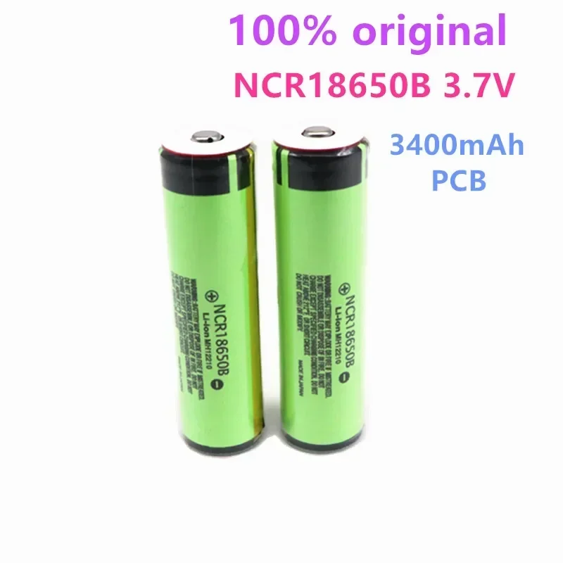 100% Original 18650 3.7V PCB Battery for NCR18650B 3400mAh High-capacity Li-ion Rechargeable Battery PCB Protected+Free Shopping