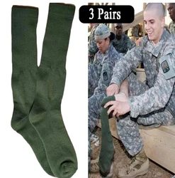 3 Pairs Men Knee High green Sports Military Army Socks Stockings Thicken Long Wool army green Hiking sport socks