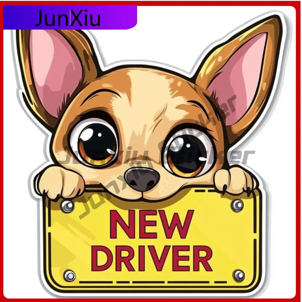 New Driver Dog Decal Cute Peeking Cartoon Puppy Sticker For Car Window Or Bumper Vinyl Safety Sign For Teen Learner Drivers Dog