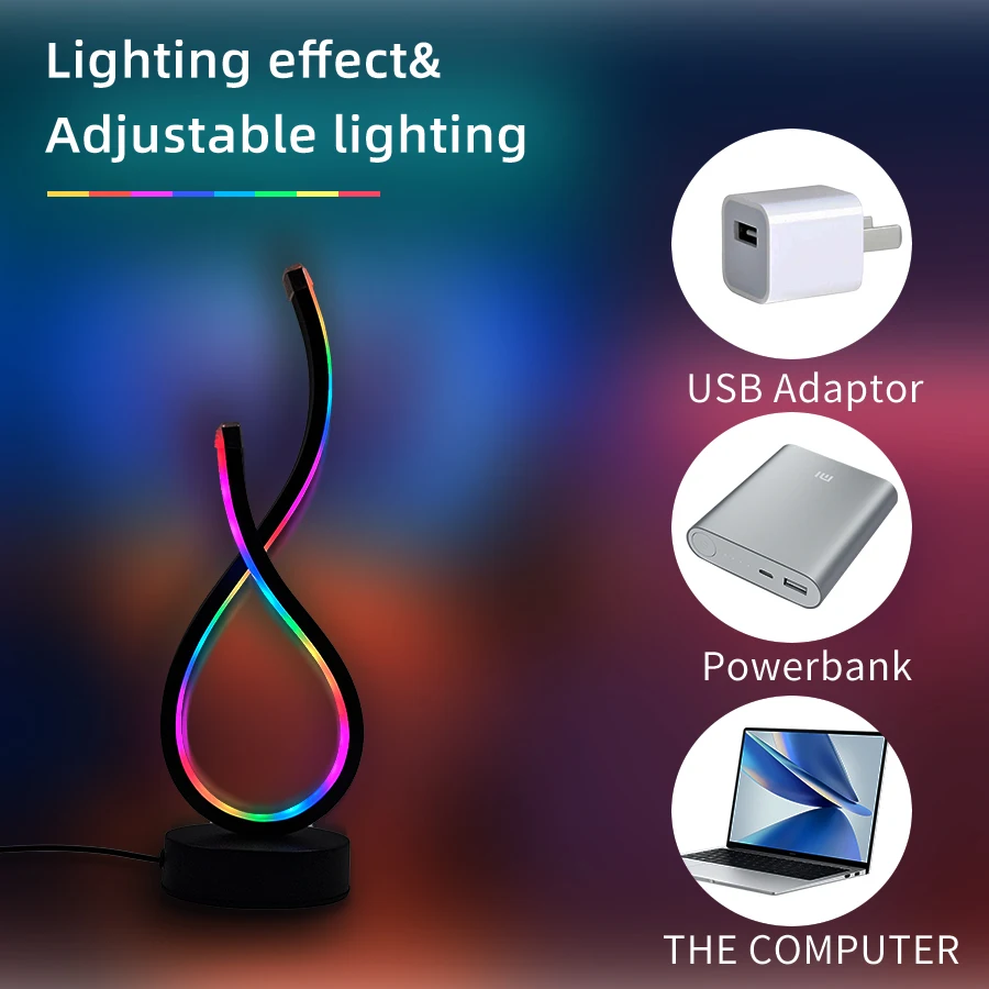 Modern Nordic - Style LOVE - Shaped Table Lamp. It Is USB - Powered and Features Multiple Color Changes. Suitable for Various Ro